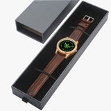 Leaf  Italian Olive Lumber Wooden Watch - Leather Strap