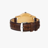 Leaf  Italian Olive Lumber Wooden Watch - Leather Strap